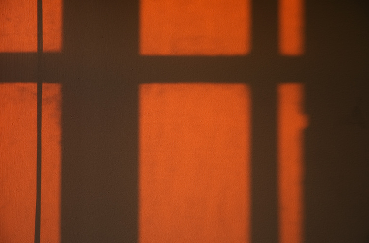 Sunset shadows on a wall