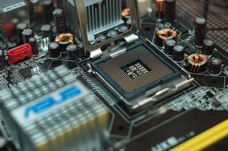 Closeup of a CPU socket