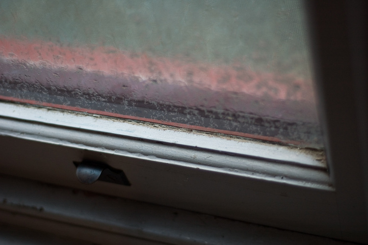 dirt and rain on a window