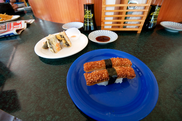 Plates of sushi